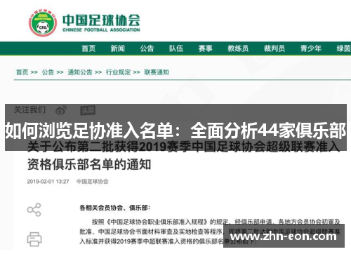 如何浏览足协准入名单：全面分析44家俱乐部