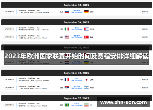 2023年欧洲国家联赛开始时间及赛程安排详细解读